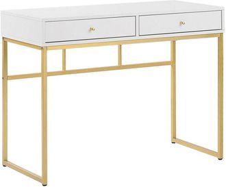 Beliani Beliani - Scrivania glamour 2 cassetti base in metallo oro e bianco Home Office Daphne