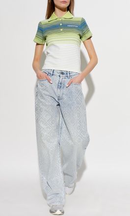 Casablanca Jeans With Shimmering Appliqu&eacute;s, Womens, Blue