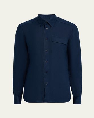 Kiton Mens Linen Snap-Front Overshirt