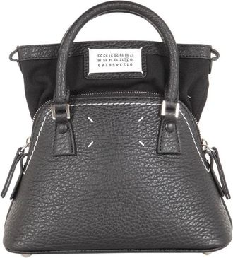 Maison Margiela Trapezoidal Black Calf Leather Tote Bag With Detachable Chain Strap