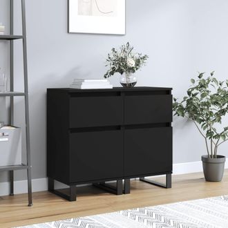 vidaXL Aparadores 2 Uds Madera De Ingenier&iacute;a Negro 40x35x70 Cm Vidaxl