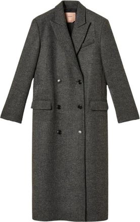 Twinset Lange Double-Breasted Jas - Dames - Mantel - Grijs - M - Jassen