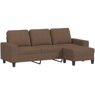 vidaXL Vidaxl - Sof&aacute; De 3 Plazas Con Taburete De Tela Marr&oacute;n 180 Cm