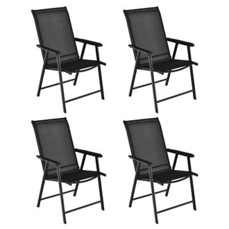 Costway Costway Set of 4 Folding Chairs for Outdoor Metal Garden Chairs in Black