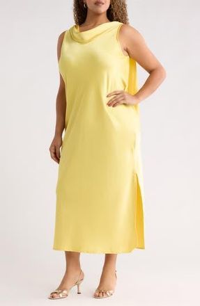 Renee C Cowl Neck Satin Maxi Dress in Butter at Nordstrom Rack, Size 2X