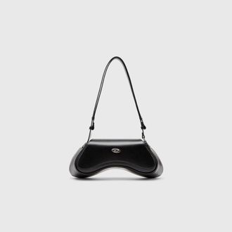 Diesel Play-Crossbody bag in semi gloss leather - Crossbody Bags - Woman - Black