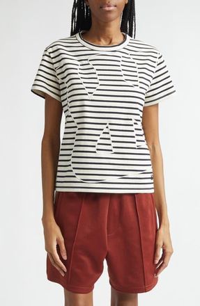Wales Bonner Crown Stripe Crop T-Shirt in Ivory /Navy at Nordstrom, Size X-Small