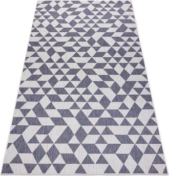 RugsX Rugsx - Carpet sisal sion Geometric, Triangles 22373 Flat woven ecru / blue / pink multicolour 180x270 cm