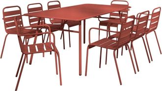 VENTE-UNIQUE.COM Conjunto de mesa y sillas para jard&iacute;n acero terracota