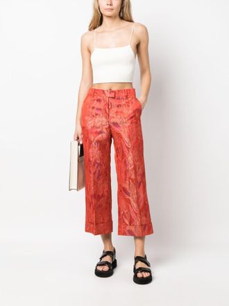 Alberto Biani Floral Jacquard Trousers - Red