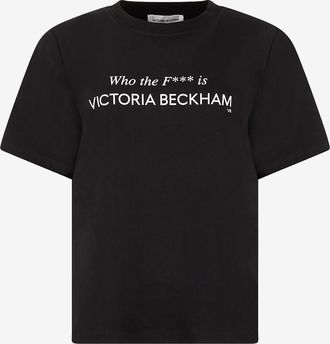Victoria Beckham Rundhals-T-Shirt aus Jersey mit Schriftzug