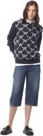 MCM Lauretos Monogram Hoodie in Organic Cotton in Navy Blazer at Nordstrom, Size Medium