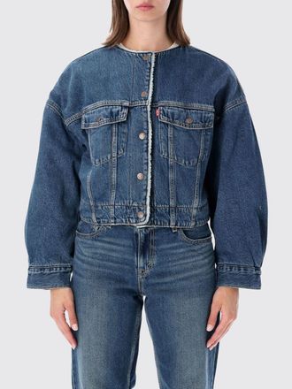 Levi's Cropped Trucker Denim Jacket with Sherpa Lining and Balloon Sleeves