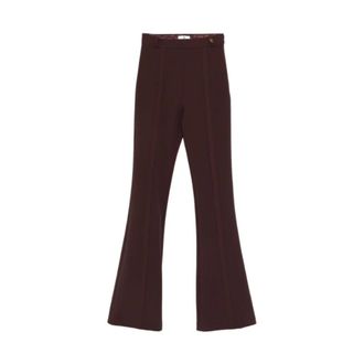 Elisabetta Franchi Wide Trousers, female, Brown, Size: XL Logo Charm Pants