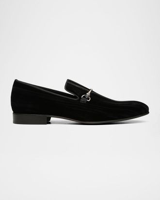 Donald J Pliner Men & apos;s Shawn Velvet Skull-Bit Loafers