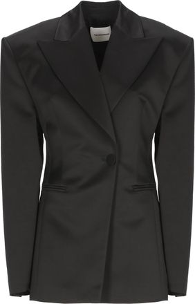 Andamane Black Ottavia Satin Peak Lapel Blazer