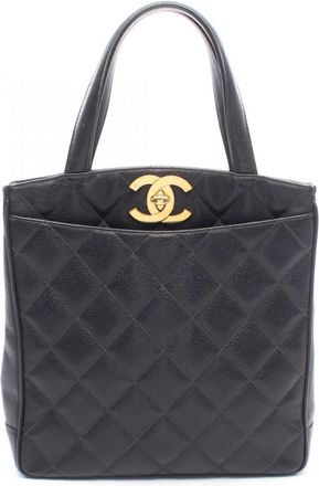 Chanel Matelasse Black Grained Calfskin Handbag Tote Bag (Pre-Owned)