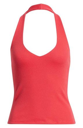 BP. Deep V-Neck Halter Top in Red Saucy at Nordstrom, Size Xx-Small