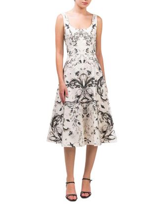 Marchesa Mirrored Cotton Midi Dress