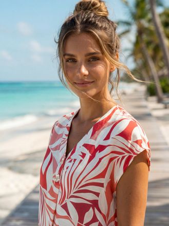 Lascana Schlupfbluse LASCANA, Damen, Gr. 34, rot (rot bedruckt), Web, Obermaterial: 100% Viskose, bedruckt, figurumspielend h&uuml;ftlang, V-Ausschnitt, Blusen Sch