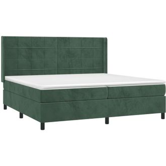 vidaXL Vidaxl - Cama Box Spring Colch&oacute;n Y Led Terciopelo Verde Oscuro 200x200cm