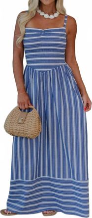 Olivaceous Camila Striped Maxi Dress In Blue/white