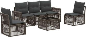 vidaXL Conjunto De Sof&aacute;s De Jard&iacute;n 6 Uds. Gris Y Gris Oscuro Vidaxl