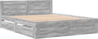 vidaXL Bed Frame with Headboard without Mattress Grey Sonoma 160x200 cm Vidaxl