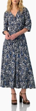 Ivonne Paisley V-Neck Maxi Dress in Navy Blue at Nordstrom, Size 10