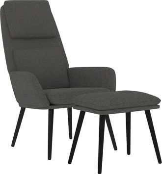 vidaXL Sill&oacute;n De Relax Con Taburete Tela Gris Oscuro Vidaxl
