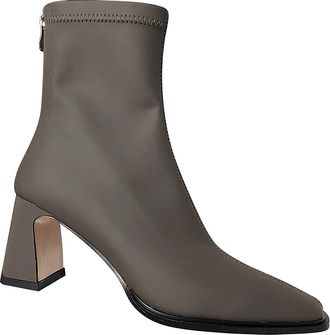 Generic Ladies Ankle Boots Womens Boots Ladies British Solid Color Leather Chain Side Zipper Thick Fashion Short Booties Womens Fashion Booties with Heel (Gre