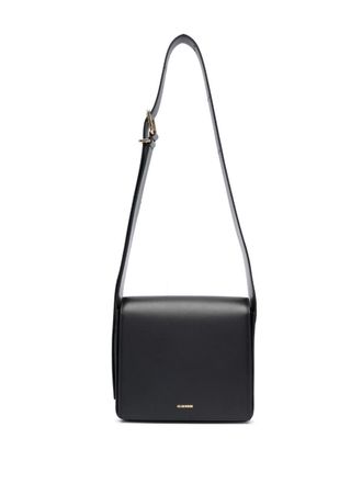 Jil Sander logo-stamp leather shoulder bag - women - Calf Leather/Calf Leather - OS - Black
