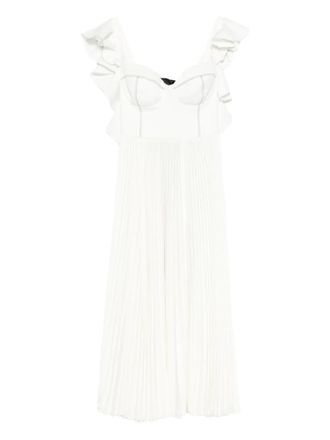 Parlor ruffled pleated midi dress - women - Polyester/Elastane - 38 - White
