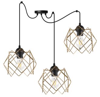 OEM L&aacute;mpara Colgante Stella Spider Pantalla Dorada De 3 Platos E27