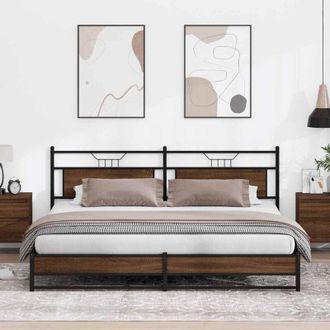 vidaXL Vidaxl - Estructura De Cama Sin Colch&oacute;n Metal Roble Marr&oacute;n 200x200 Cm