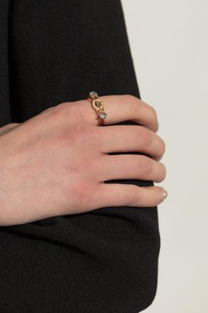 Versace Ring With Shimmering Crystals, Womens, Gold
