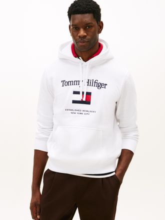 Tommy Hilfiger Hoodie TOMMY HILFIGER TOMMY EMBRO FLAG, Herren, Gr. XXL, wei&szlig;, Sweatware, Obermaterial: 64% Baumwolle, 36% Polyester, regular fit, Rippb&uuml;ndchen, Sweat