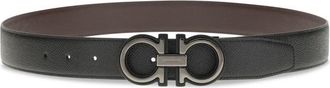 Ferragamo Black Textured Reversible Belt
