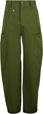 Givenchy Broeken, Heren, Groen, M, Katoen, Khaki Couture Seam Katoenen Cargo Broek