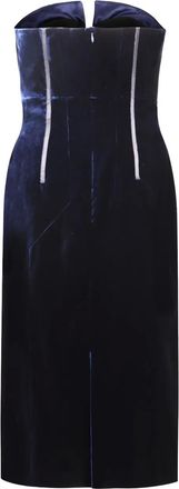 Tom Ford Abito midi in velluto senza spalline - Blu
