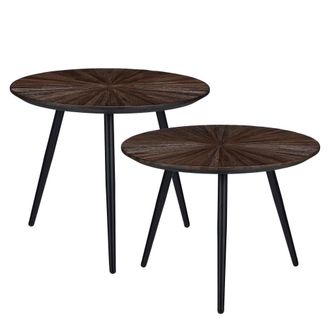 MiCa Decorations Set de 2 mesas auxiliares madera reciclada marr&oacute;n