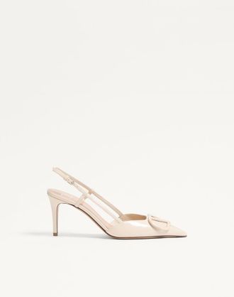 Valentino Garavani D&eacute;collet&eacute; Slingback VLogo Signature In Vernice 80Mm Donna LIGHT IVORY 34.5