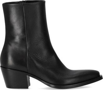 Strategia Zwarte leren enkellaars met hak - Dames - Cowboylaarzen - Zwart - 37 EU - Schoenen