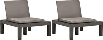 vidaXL Vidaxl - Tumbonas Jard&iacute;n Con Cojines 2 Unidades Pl&aacute;stico Gris Antracita