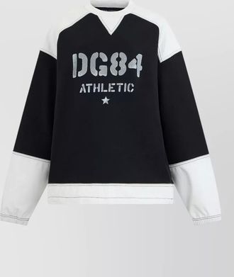 Dolce & Gabbana cotton v-neck long-sleeve logo-print sweatshirt