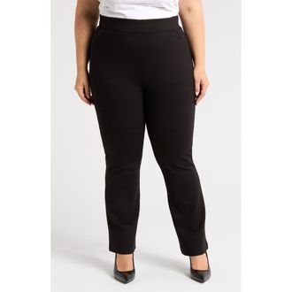 Universal Standard Pinstripe Ponte Bootcut Pants in Black at Nordstrom, Size 2Xl