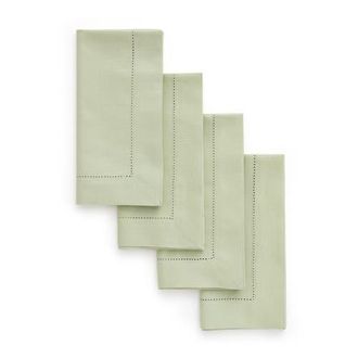 Solino Home Cotton Linen Hemstitch Placemats Set of 6, 14 x 19 Inch for Dining Table, Holiday and Everyday Table Decor in Sage at Nordstrom, Size