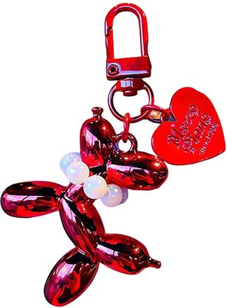 Generic COOL Cute dog animal keychain, car keychain pendant, bag decoration, suitable for making small gifts for friends and relatives (RED)