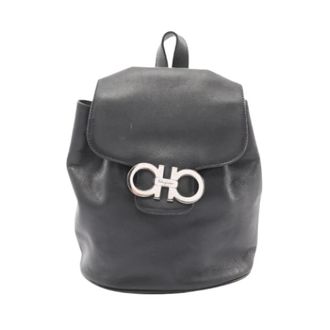 Ferragamo Pre-owned Backpacks, female, Black, Size: ONE SIZE Pre-owned Double Gancini Backpack