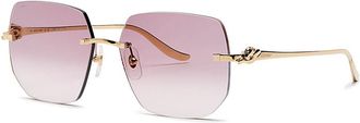 Cartier Cartier Rimless Hexagon-frame Sunglasses - Purple Other - One Size
